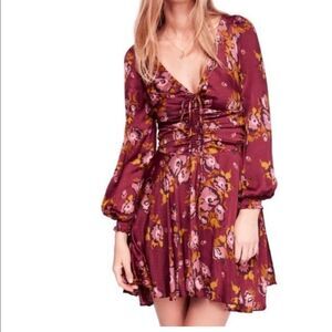 Free People Morning Light Floral Polka Dot Dress - Plum Size 2
